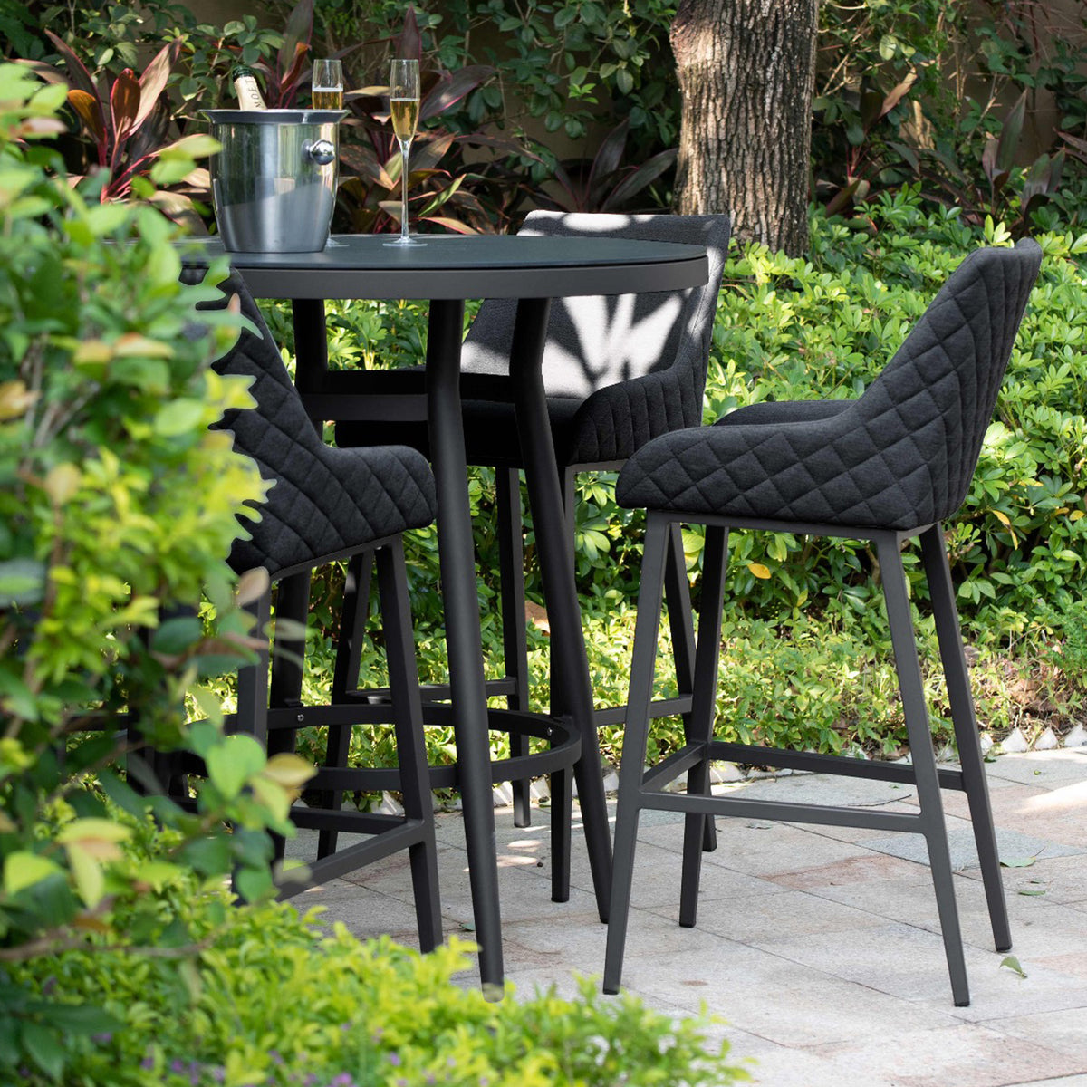 Maze Charcoal Regal 4 Seat Round Outdoor Bar Set