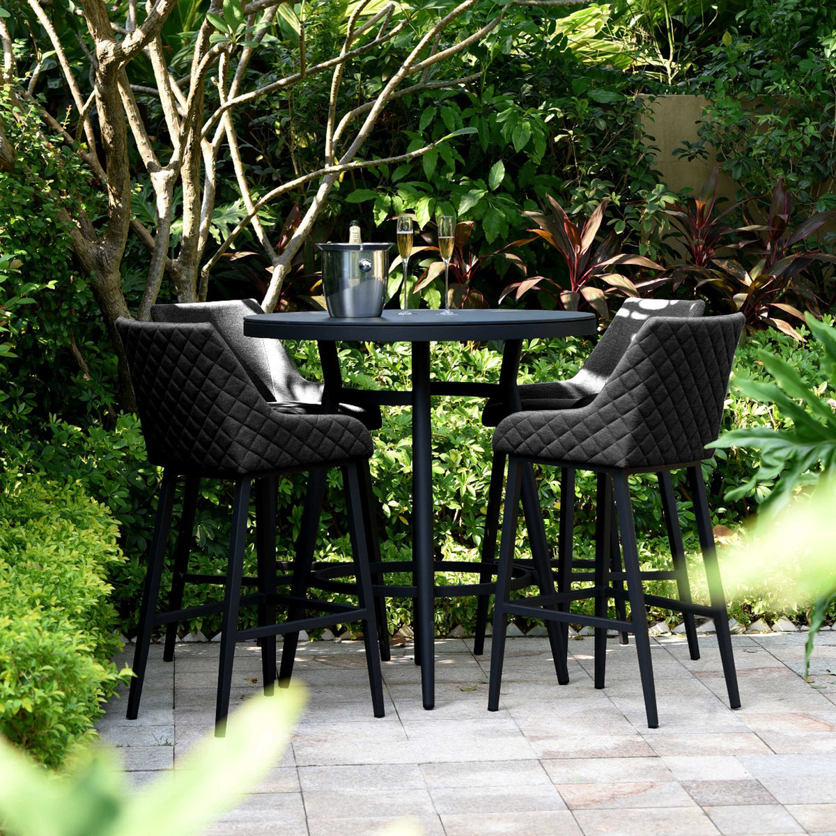 Maze Charcoal Regal 4 Seat Round Outdoor Bar Set