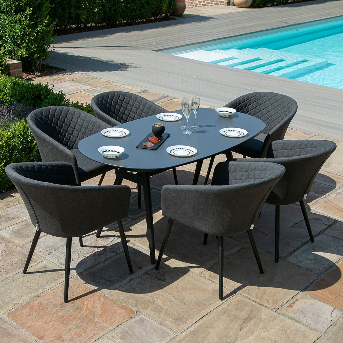 Maze Ambition Charcoal 6 Seat Outdoor Oval Dining Set