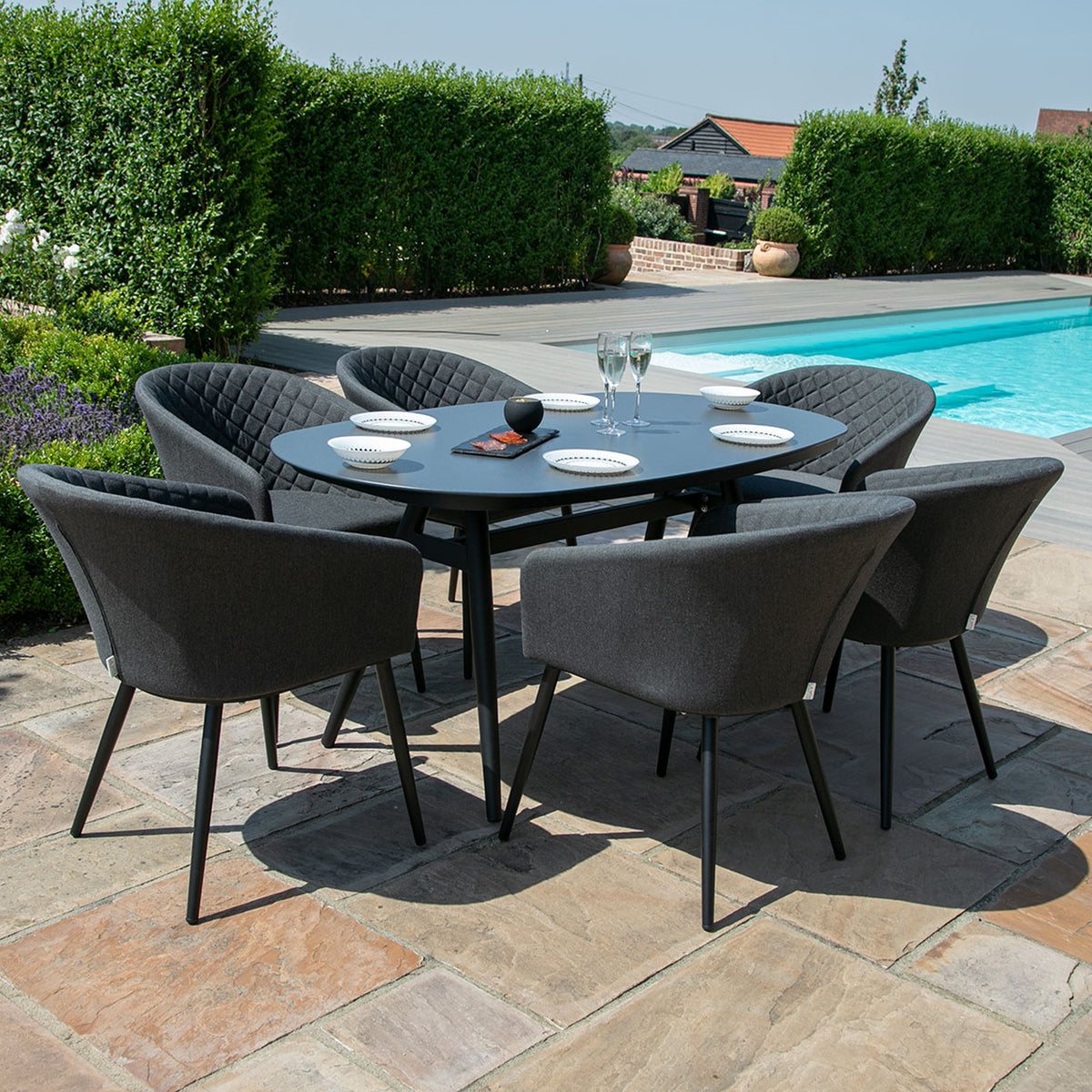 Maze Ambition Charcoal 6 Seat Outdoor Oval Dining Set