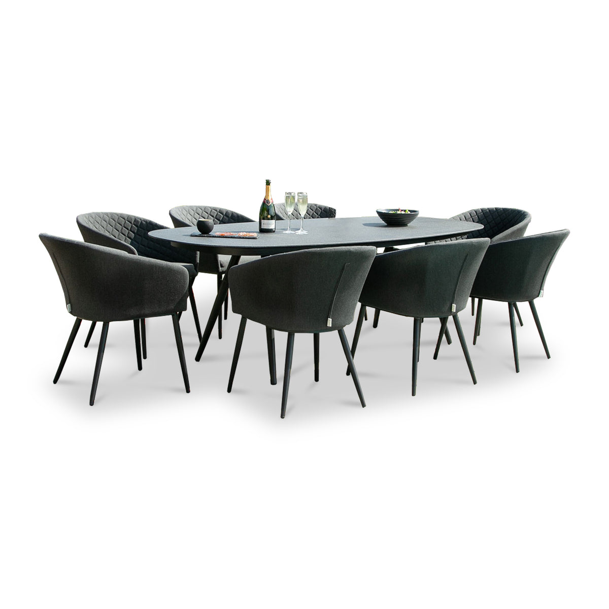 Maze Ambition Charcoal 8 Seat Outdoor Oval Dining Set