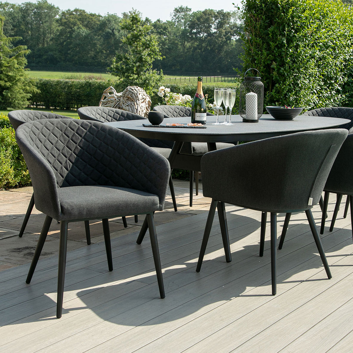 Maze Ambition Charcoal 8 Seat Outdoor Oval Dining Set