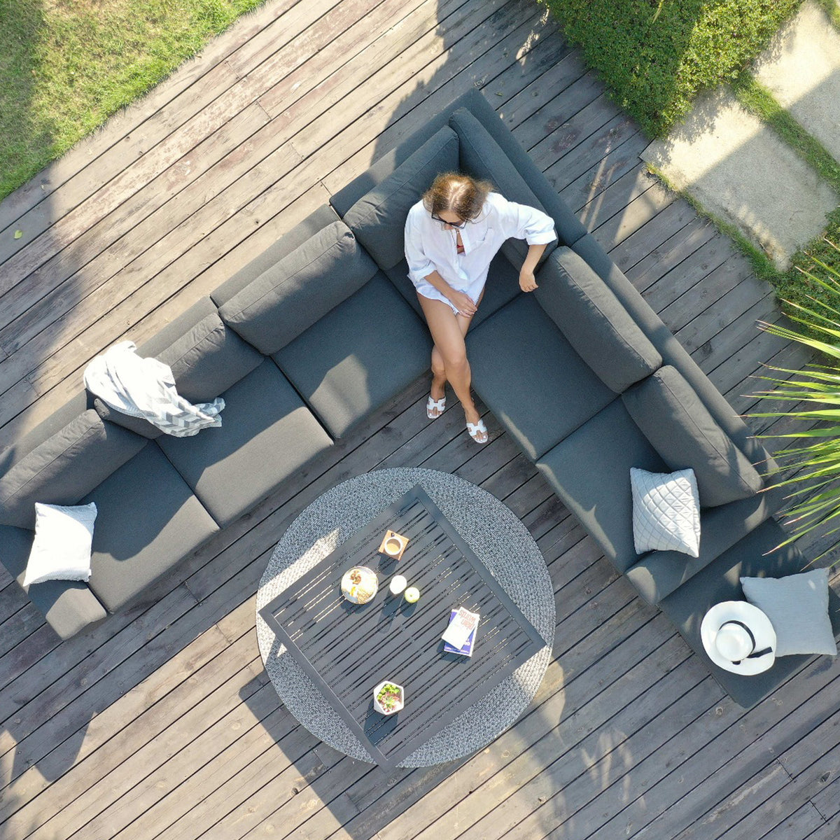 Maze Ethos Flanelle Grey Large Outdoor Corner Sofa Group