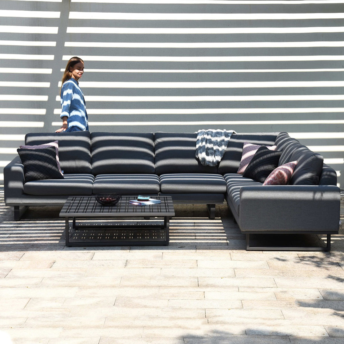 Maze Ethos Flanelle Grey Large Outdoor Corner Sofa Group