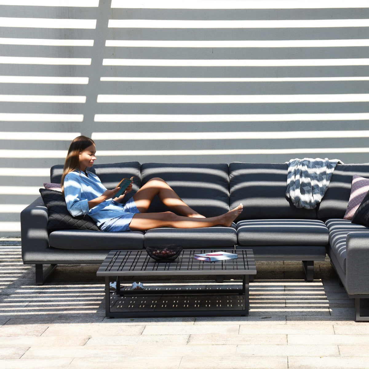Maze Ethos Flanelle Grey Large Outdoor Corner Sofa Group