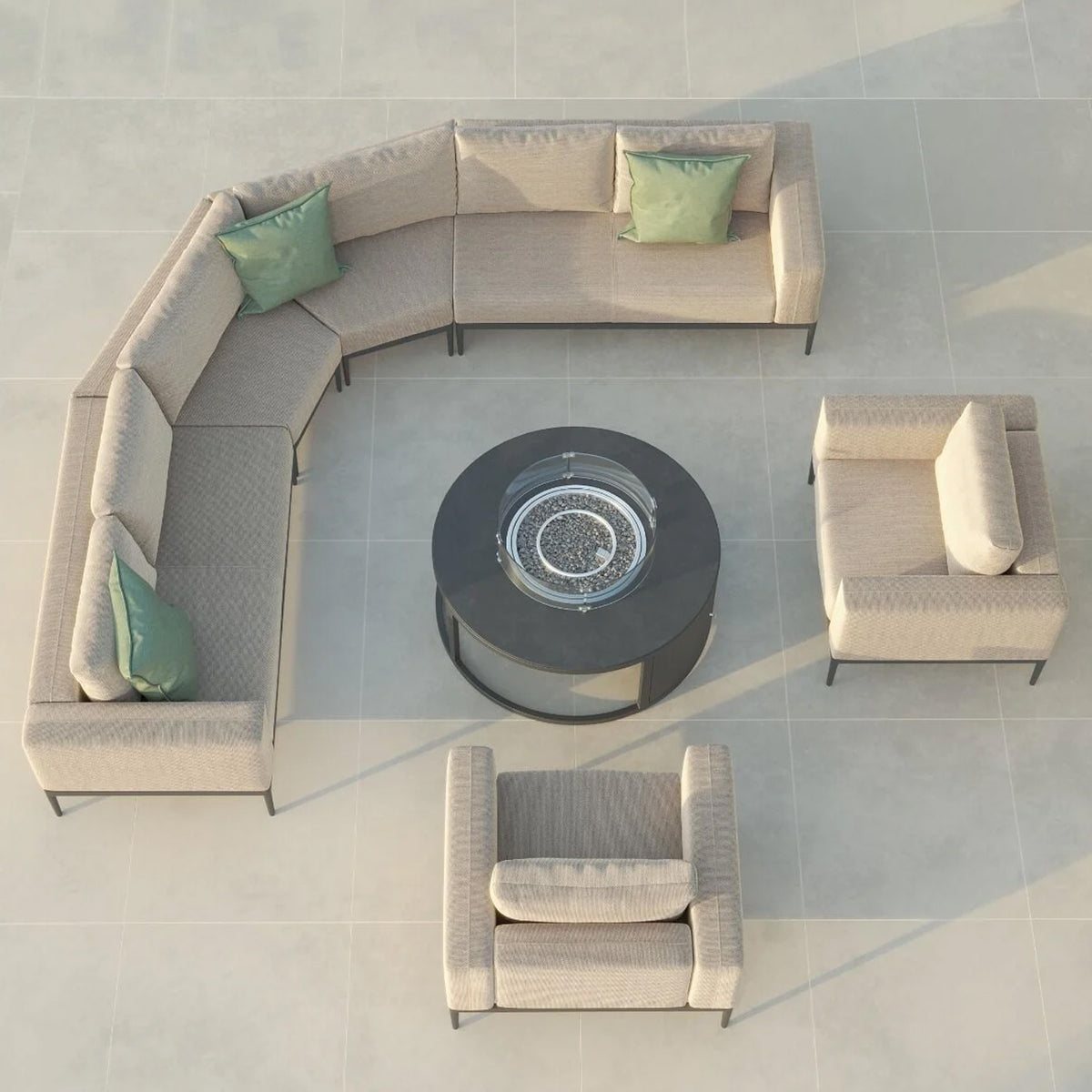 Eve Grande Outdoor Corner Sofa Group with Round Fire Pit