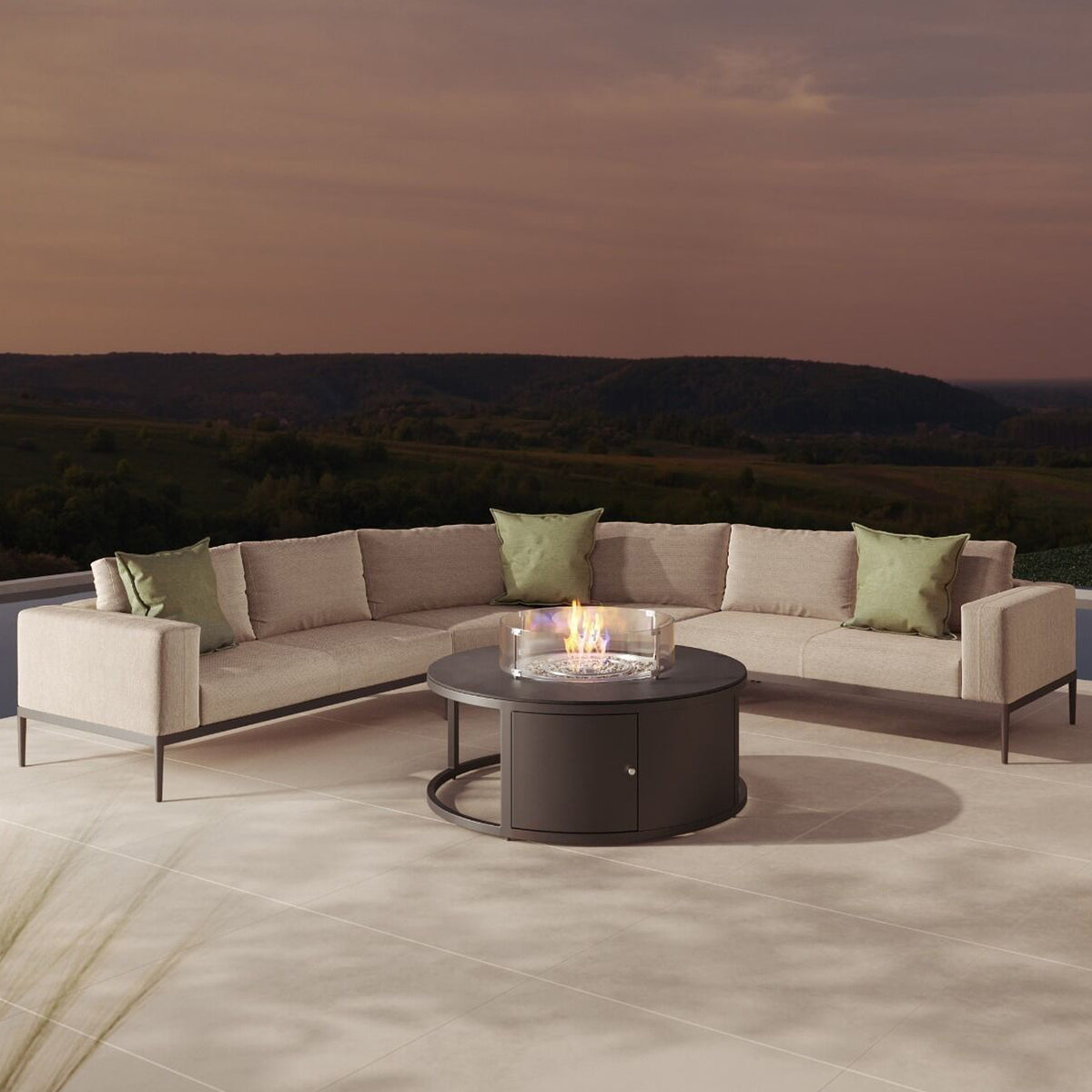 Eve Grande Outdoor Corner Sofa Group with Round Fire Pit