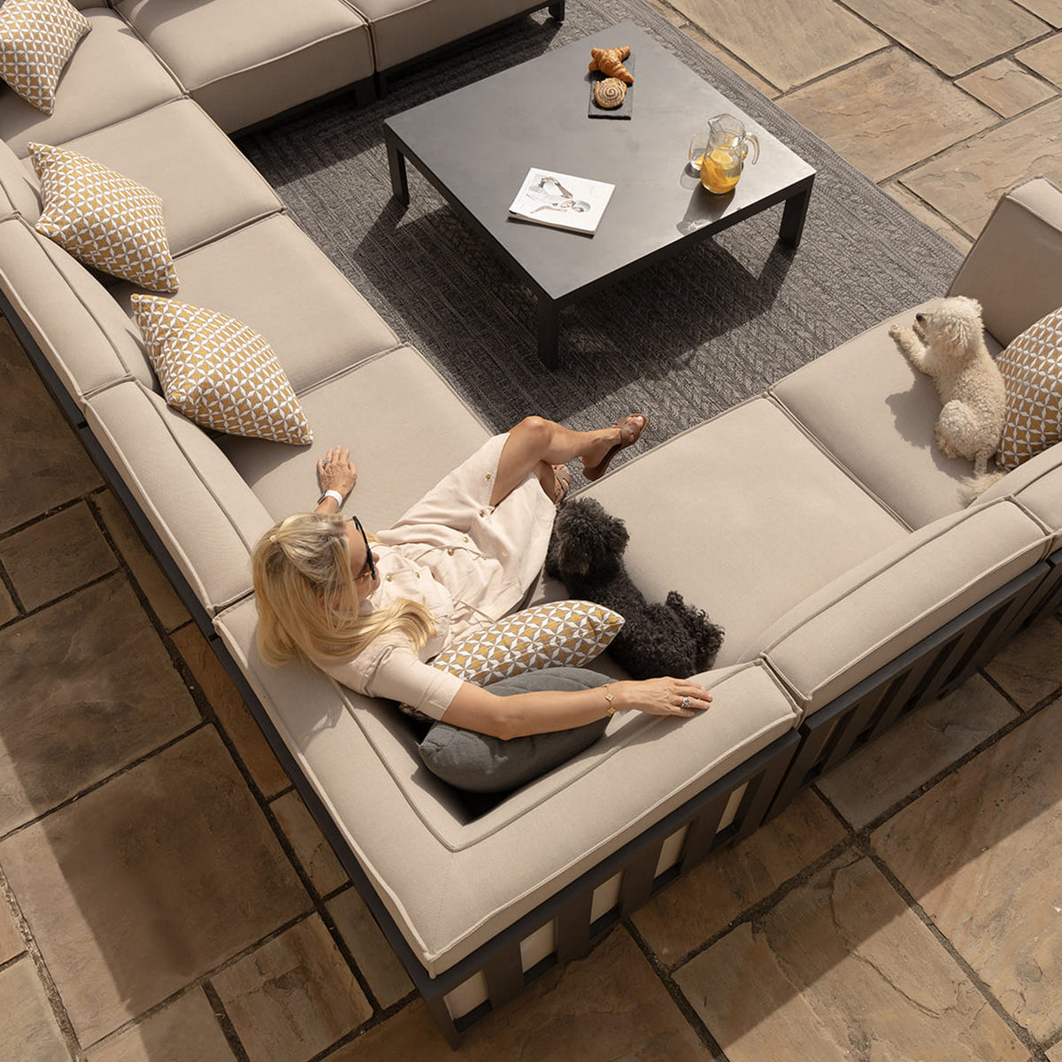 Maze Ibiza U Shape Outdoor Sofa Set With Square Table