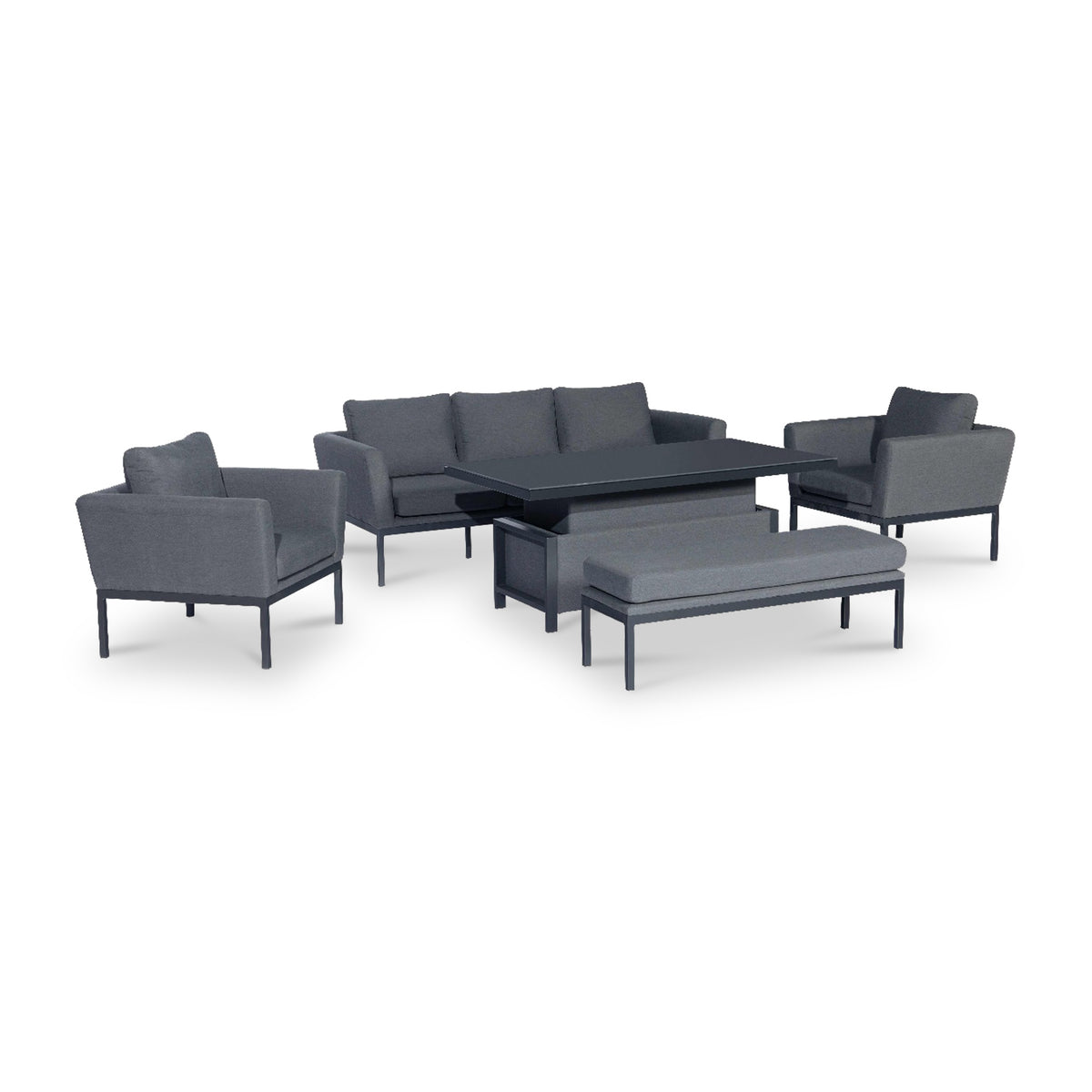 Maze Pulse Flannelle 3 Seat Sofa Outdoor Dining Set with Rising Table