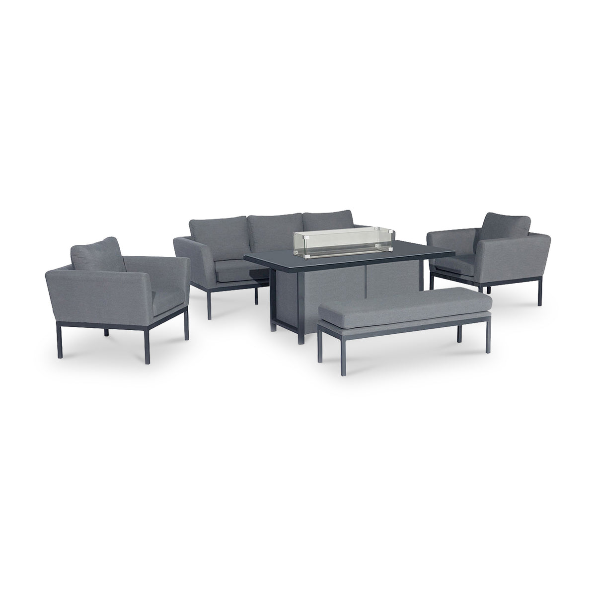 Maze Pulse Flanelle Grey 3 Seat Sofa Dining Set with Fire Pit from Roseland Furniture