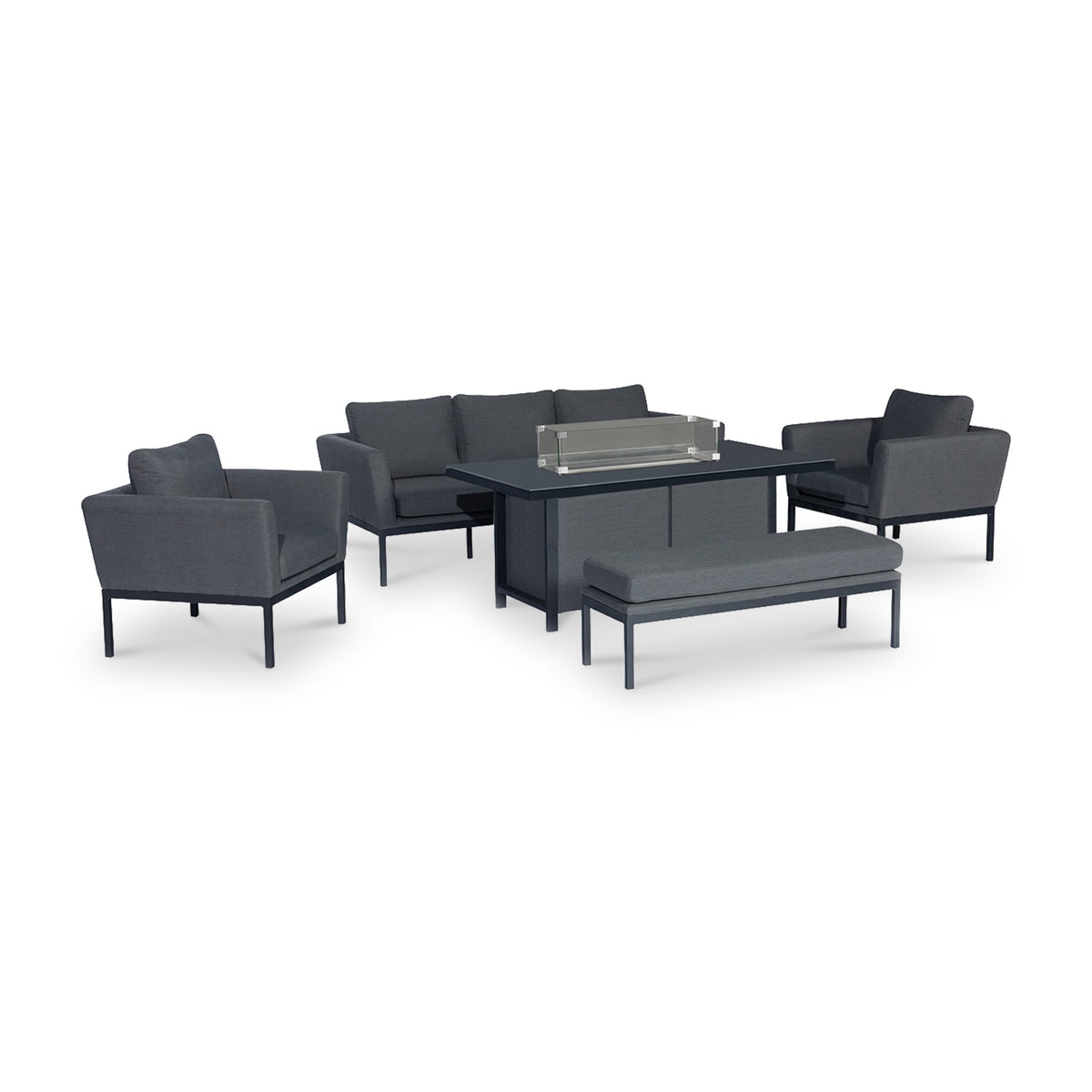 Maze Pulse Charcoal Grey 3 Seat Sofa Dining Set with Fire Pit from Roseland Furniture