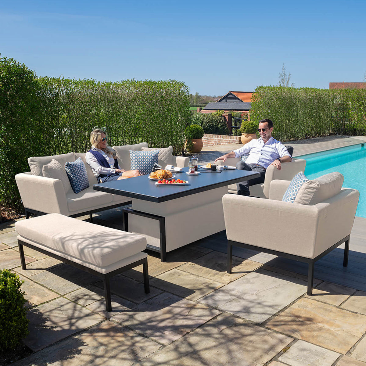 Pulse 3 Seat Outdoor Sofa Dining Set with Rising Table