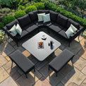 Maze Pulse Charcoal Deluxe Outdoor Square Corner Dining Set with Rising Table