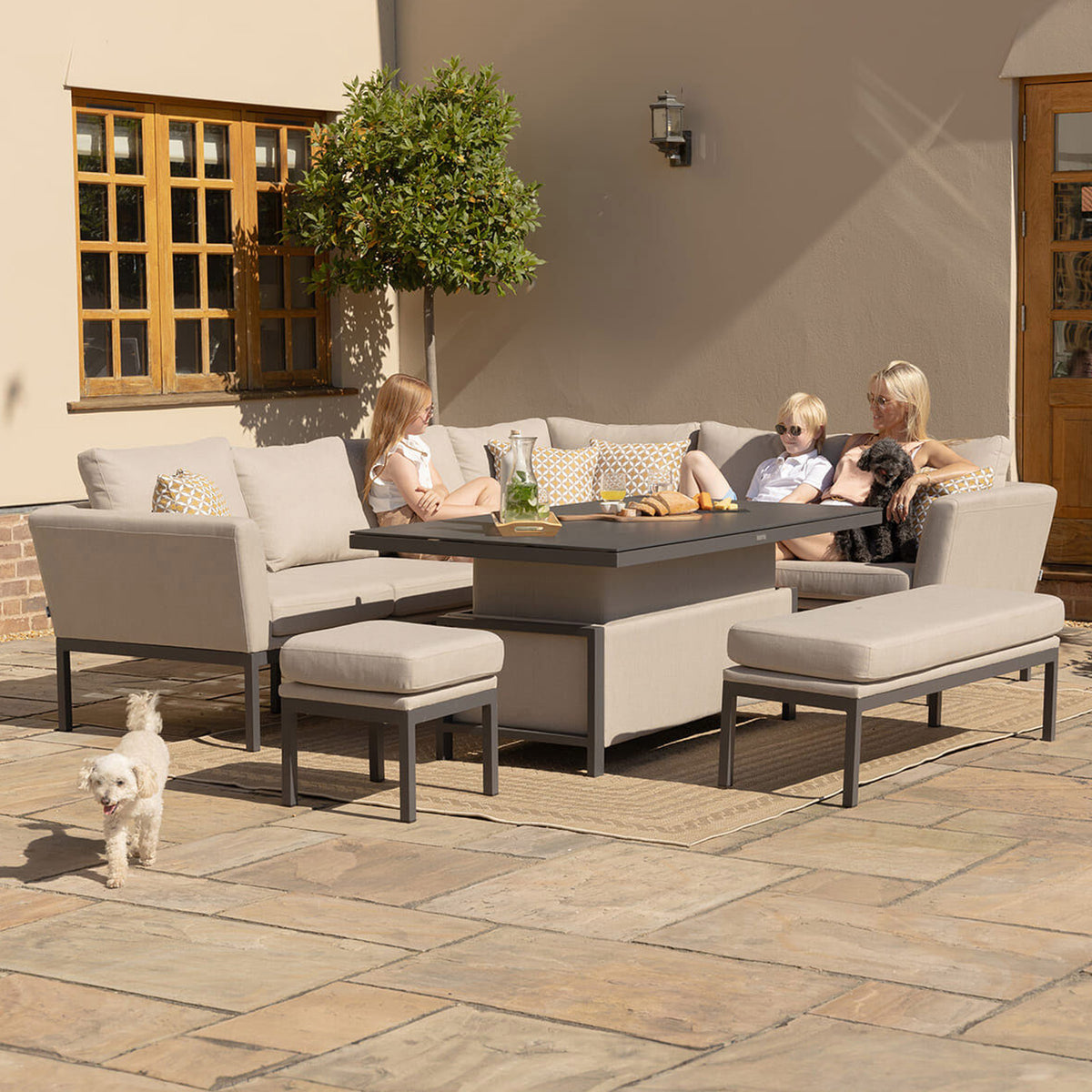 Maze Pulse Left Handed Rectangular Corner Dining Set with Rising Table from Roseland furniture