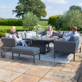 Maze Pulse Flanelle Grey U Shape Outdoor Dining Set with Rising Table from Roseland Furniture