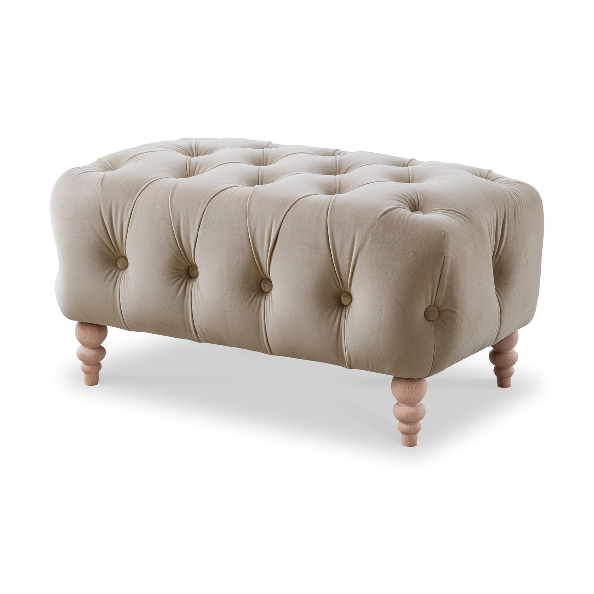 Balmoral Putty Velvet Buttoned Footstool from Roseland Furniture