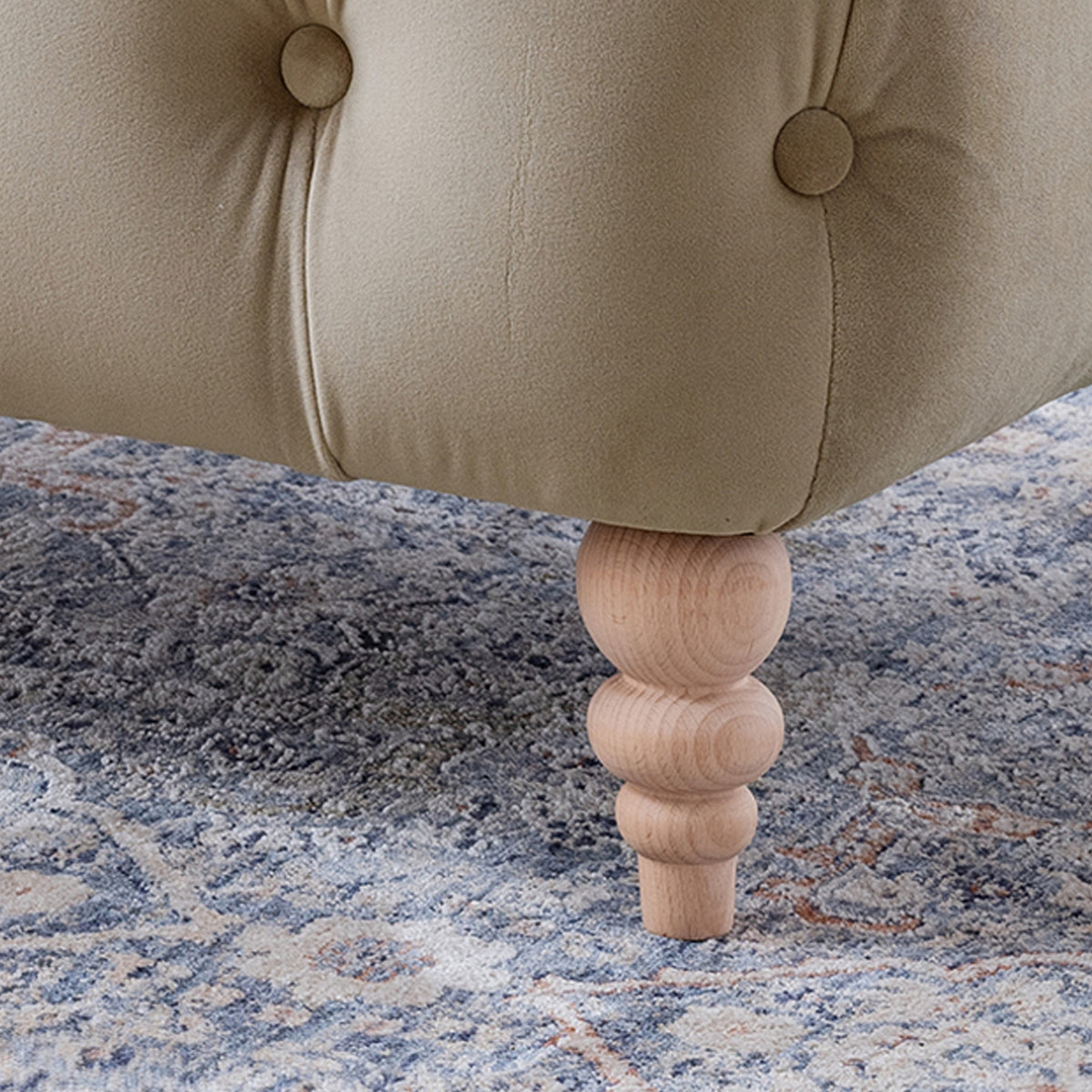 Balmoral Putty Velvet Buttoned Footstool