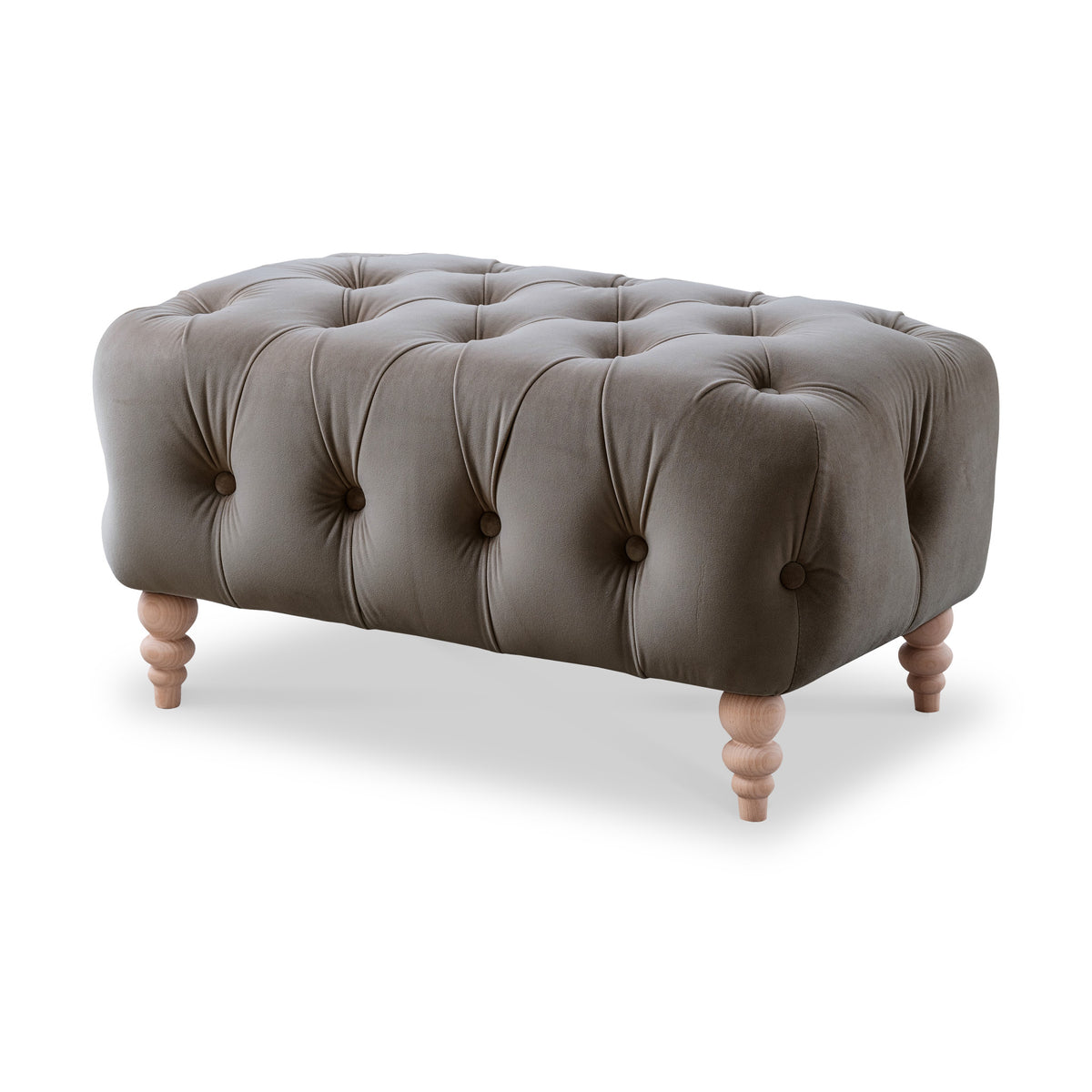 Balmoral Mushroom Velvet Buttoned Footstool from Roseland Furniture