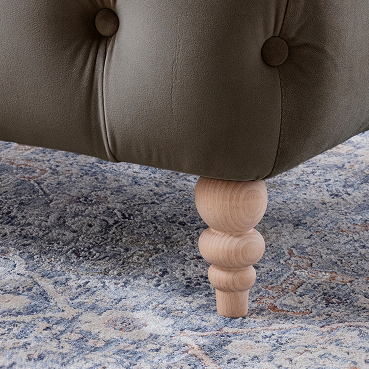 Balmoral Mushroom Velvet Buttoned Footstool