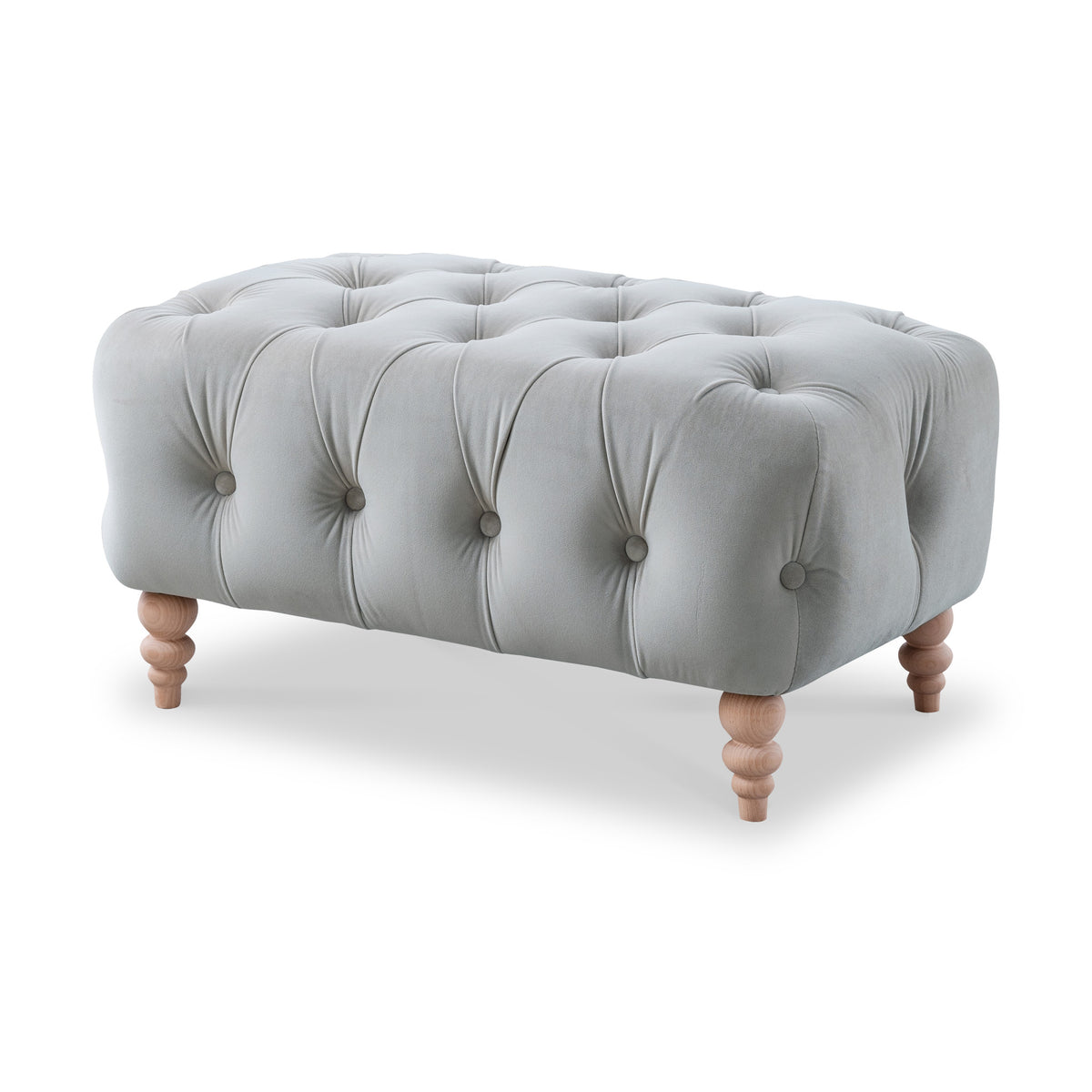 Balmoral Chalk Velvet Buttoned Footstool from Roseland Furniture