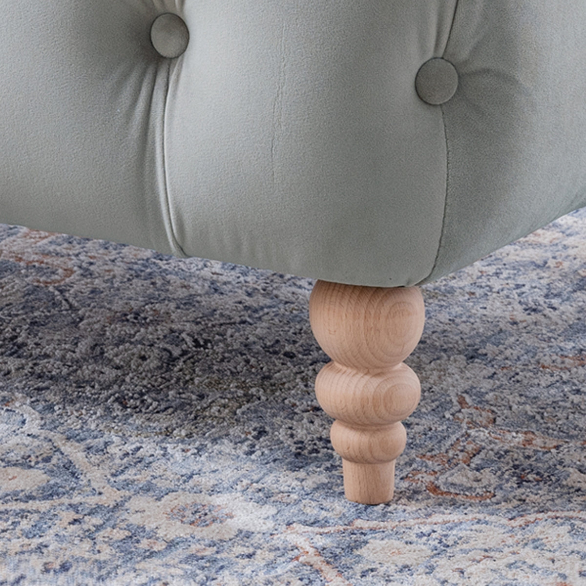 Balmoral Chalk Velvet Buttoned Footstool