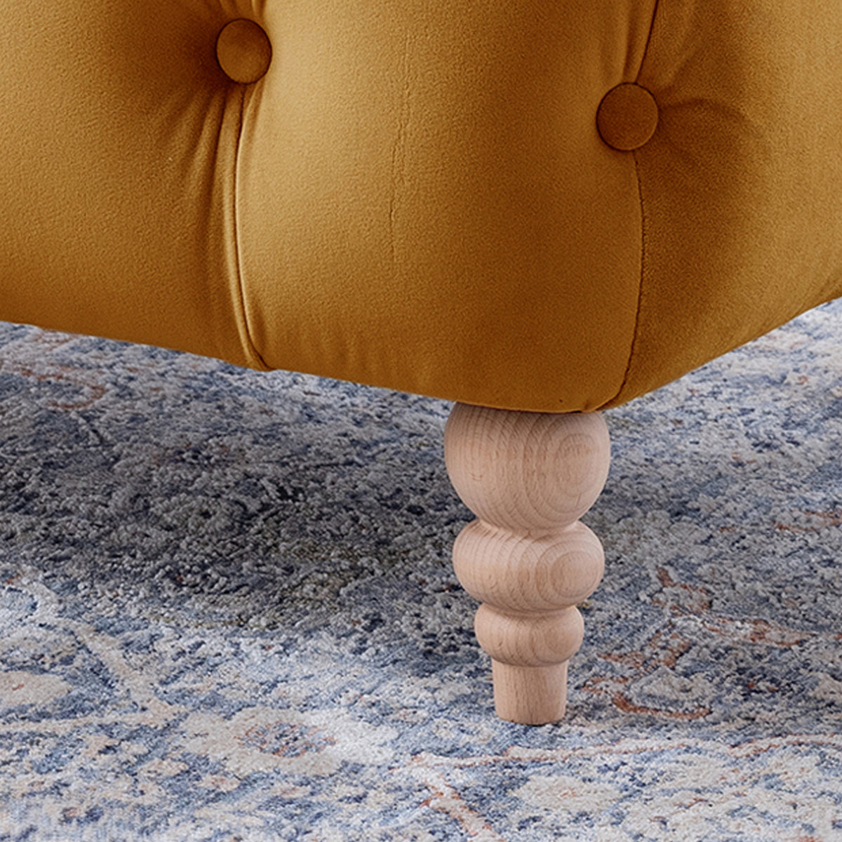 Balmoral Ochre Velvet Buttoned Footstool