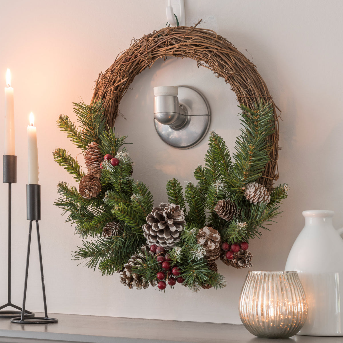 Frosted Berry 16" Grapevine Christmas Wreath