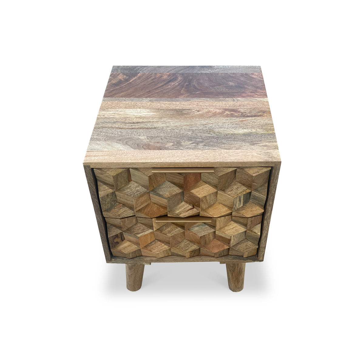 Enzo Geometric Mango Wood 2 Drawer Nightstand