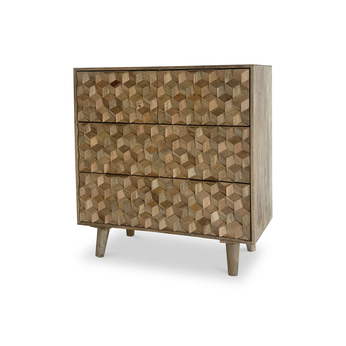 Enzo Geometric Mango Wood 4 Drawer Chest