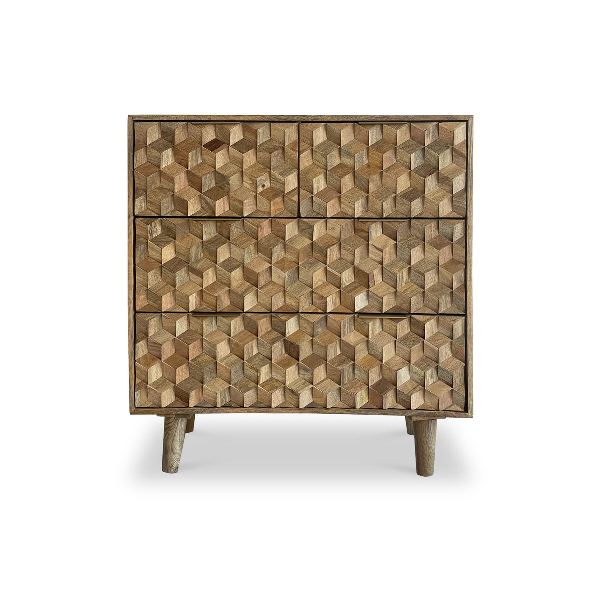 Enzo Geometric Mango Wood 4 Drawer Chest of Drawers