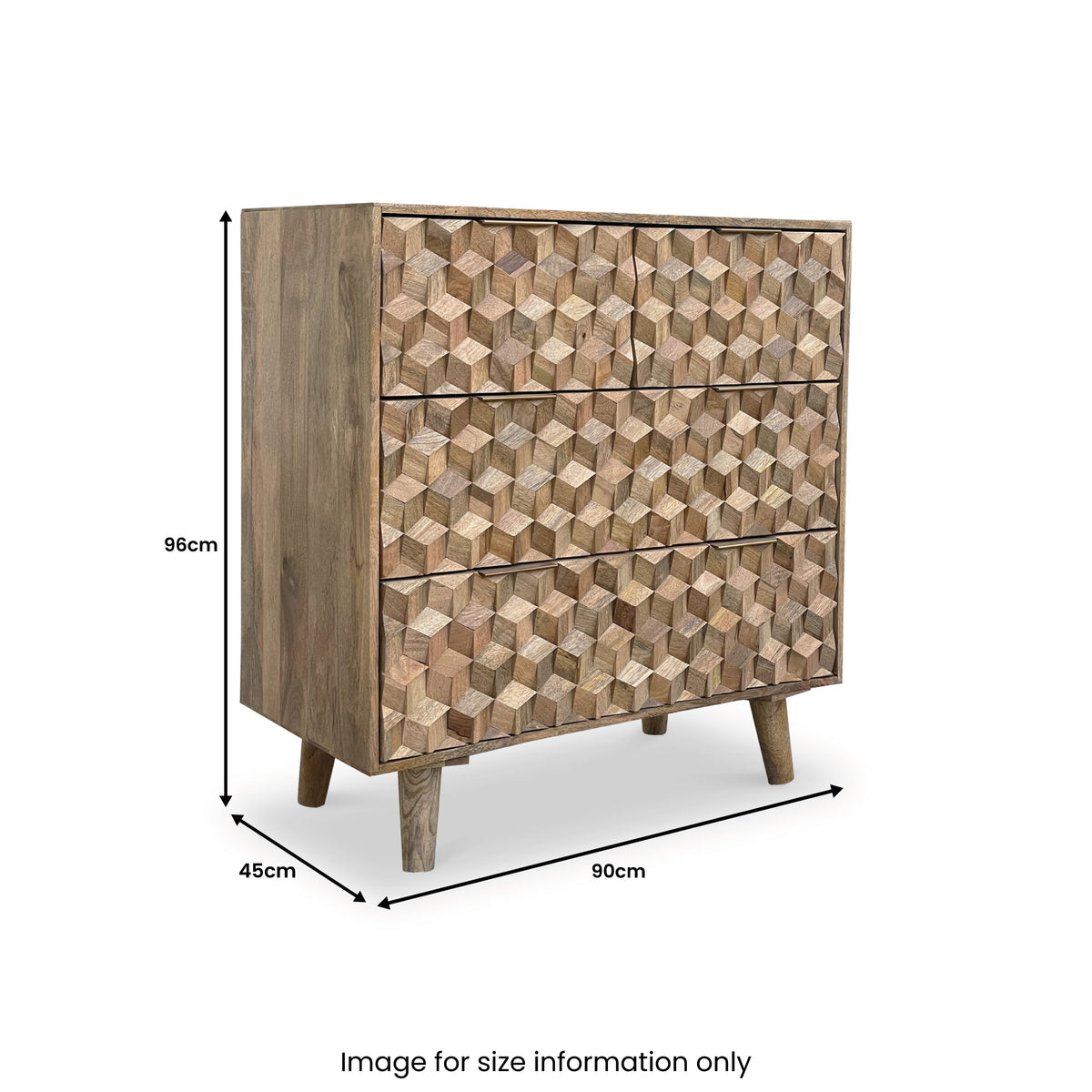 Enzo Geometric Mango Wood 4 Drawer Chest