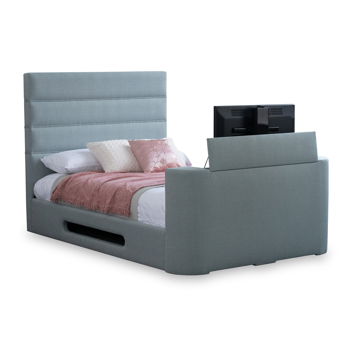 Dunchurch Faux Linen TV Bed in Duck Egg by Roseland Furniture