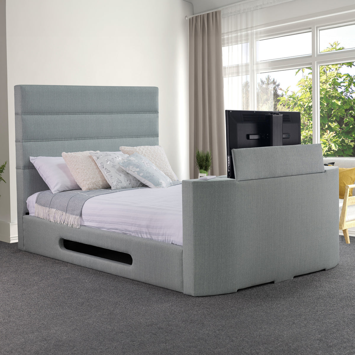 Dunchurch Faux Linen TV Bed in Duck Egg by Roseland Furniture