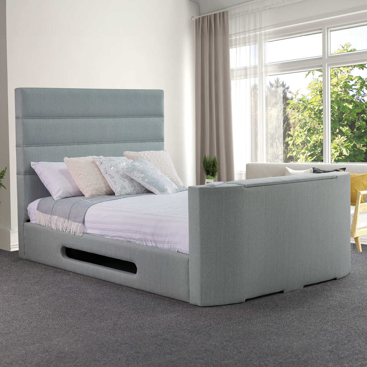 Dunchurch Faux Linen TV Bed in Duck Egg by Roseland Furniture