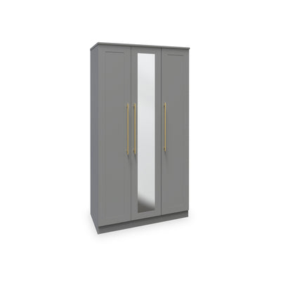 Bramham Grey 3 Door Mirror Wardrobe