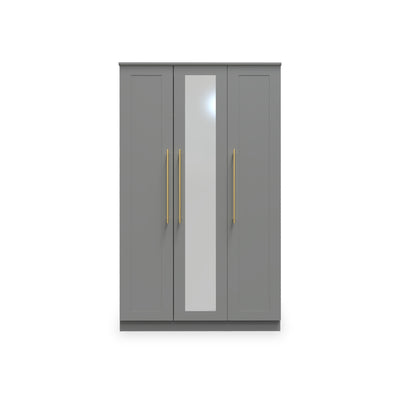 Bramham Grey 3 Door Mirror Wardrobe