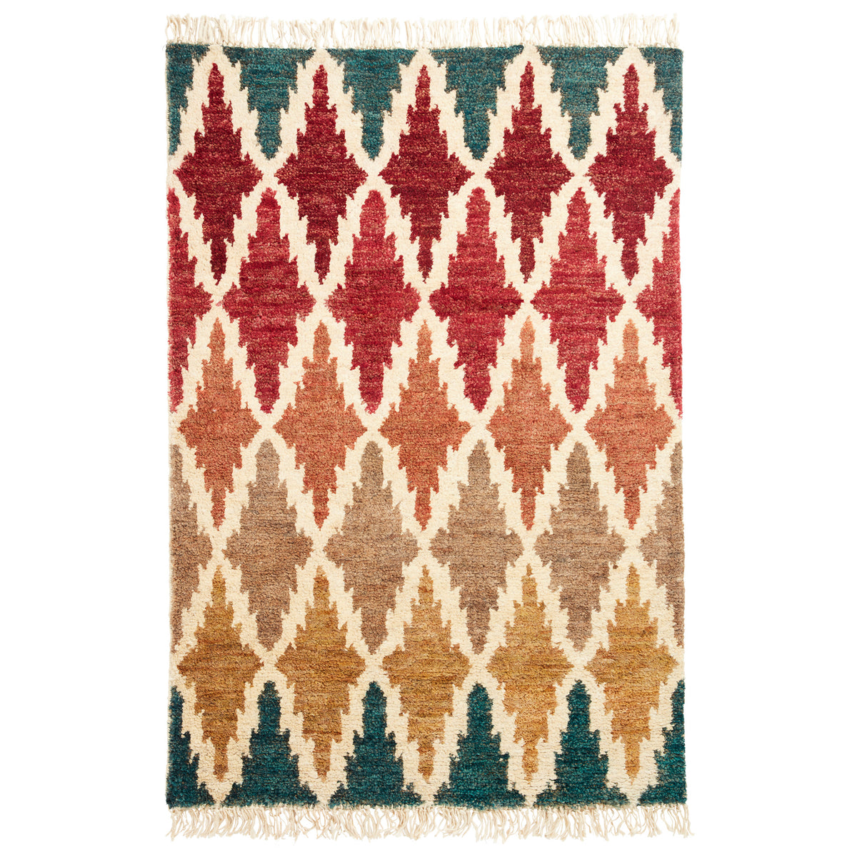 Franklin Natural Hemp Multi Coloured Diamond Rug from Roseland Furniture
