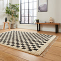 Franklin Natural Hemp Black/Ivory Chequered Rug for bedroom