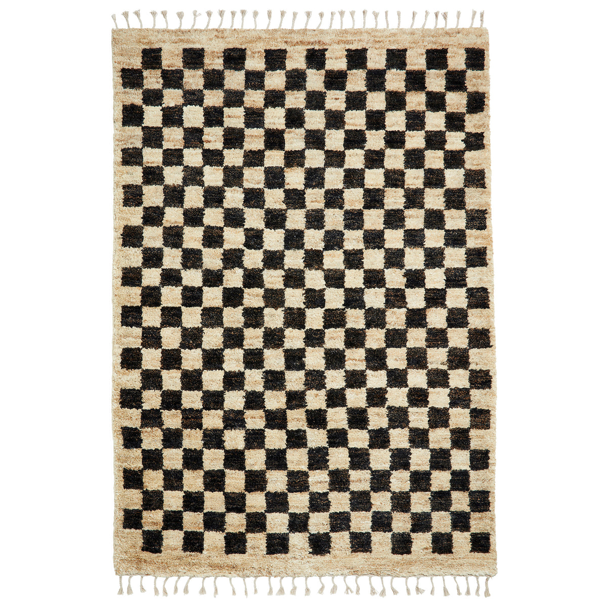 Franklin Natural Hemp Black/Ivory Chequered Rug from Roseland Furniture
