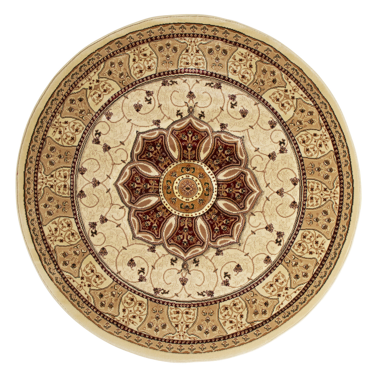 Holden Red Cream Oriental Stain Resistant Circular Rug from Roseland Furniture