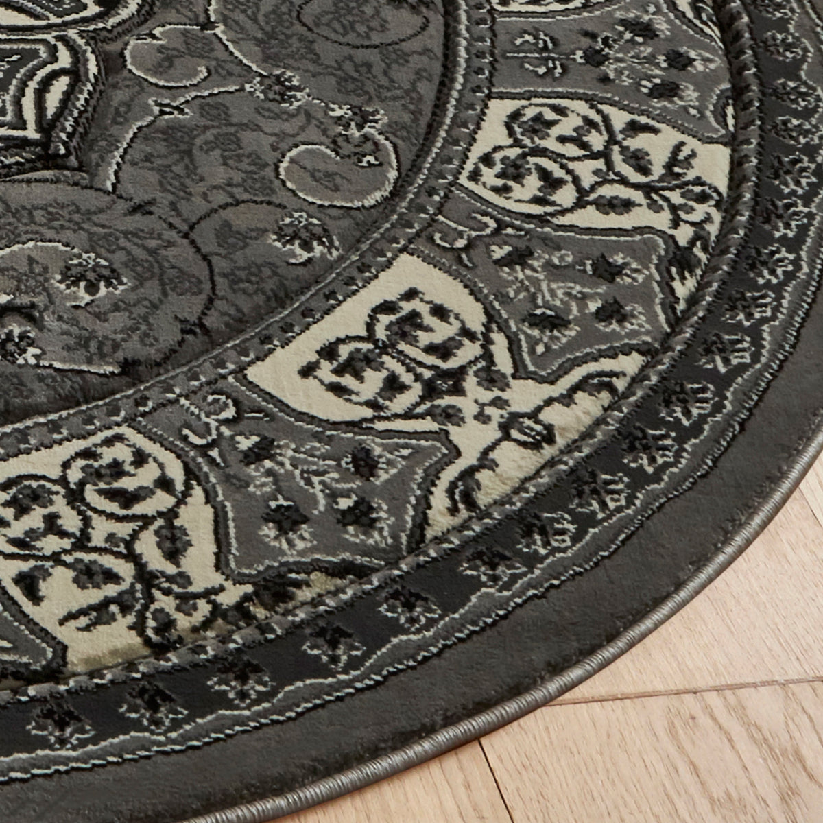 Holden Silver Oriental Stain Resistant Circular Rug