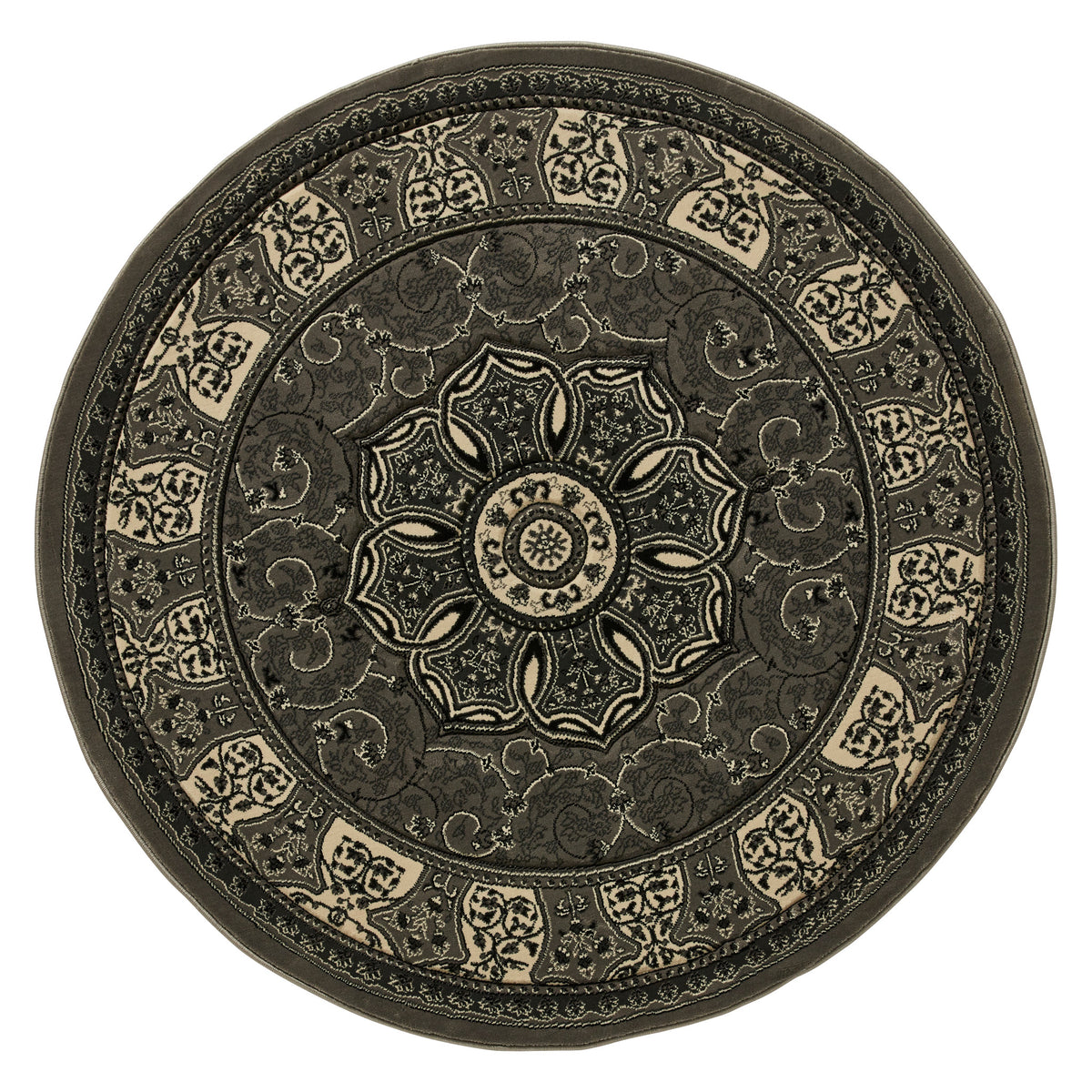 Holden Silver Oriental Stain Resistant Circular Rug from Roseland Furniture