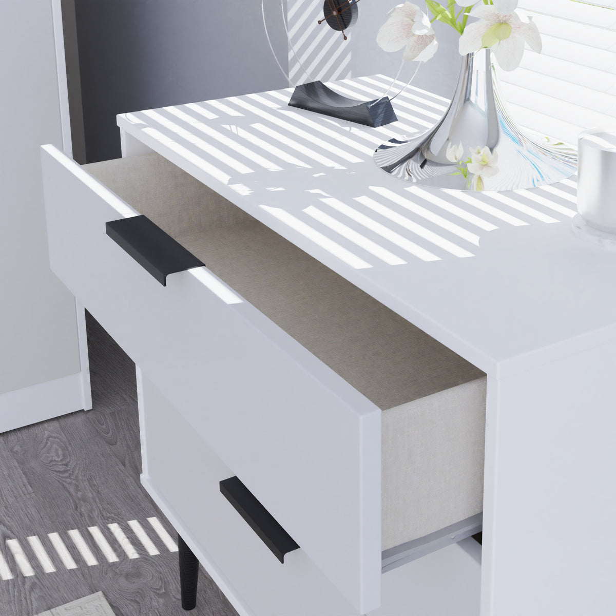 Asher White and Grey 3 Drawer Storage Chest from Roseland Furniture
