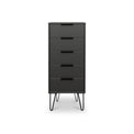 Moreno Graphite Grey 5 Drawer Tallboy Chest with Hairpin Legs from Roseland Furniture