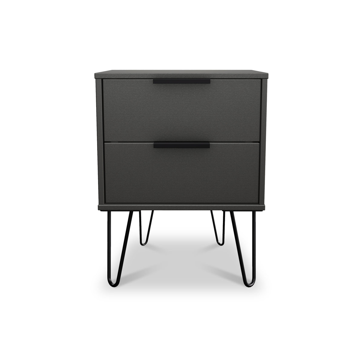 Moreno Graphite Grey Wireless Charging 2 Drawer Bedside Table by Roseland Furniture