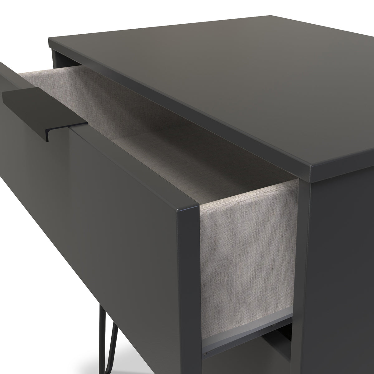 Moreno Olive Green 2 Drawer Wireless Charging Lamp Side Table with gold hairpin legs from Roseland Furniture