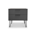 Moreno Graphite Grey 2 Drawer Sofa Side Lamp Table with Hairpin Legs from Roseland Furniture