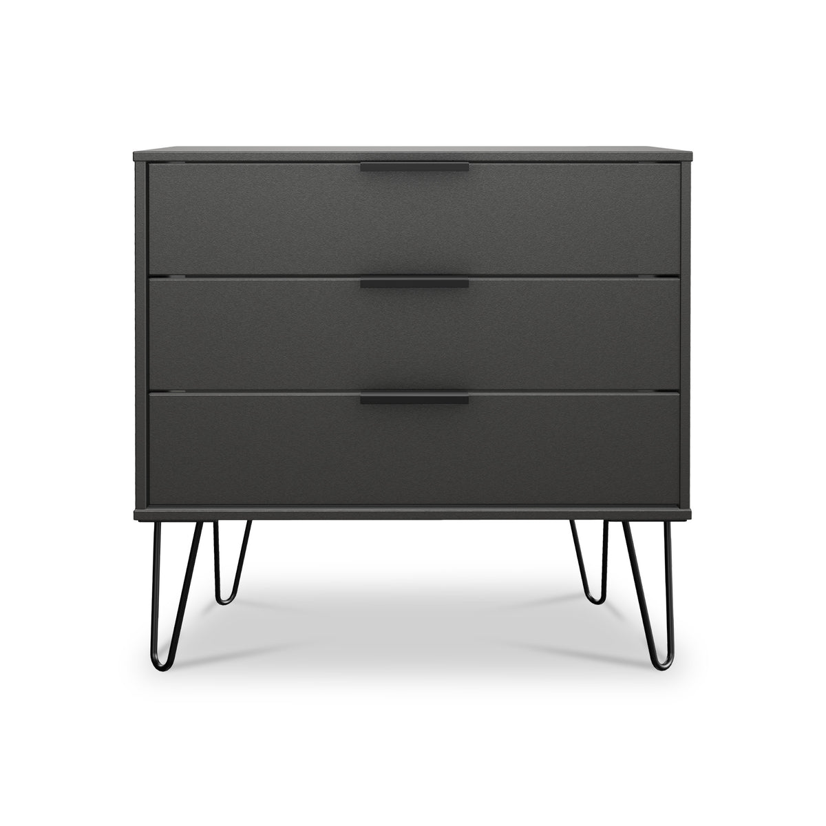 Moreno Graphite Grey 3 Drawer Chest with hairpin legs from Roseland furniture