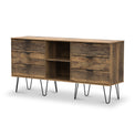 Moreno Rustic Oak with Black Hairpin Legs 6 Drawer Sideboard from Roseland Furniture