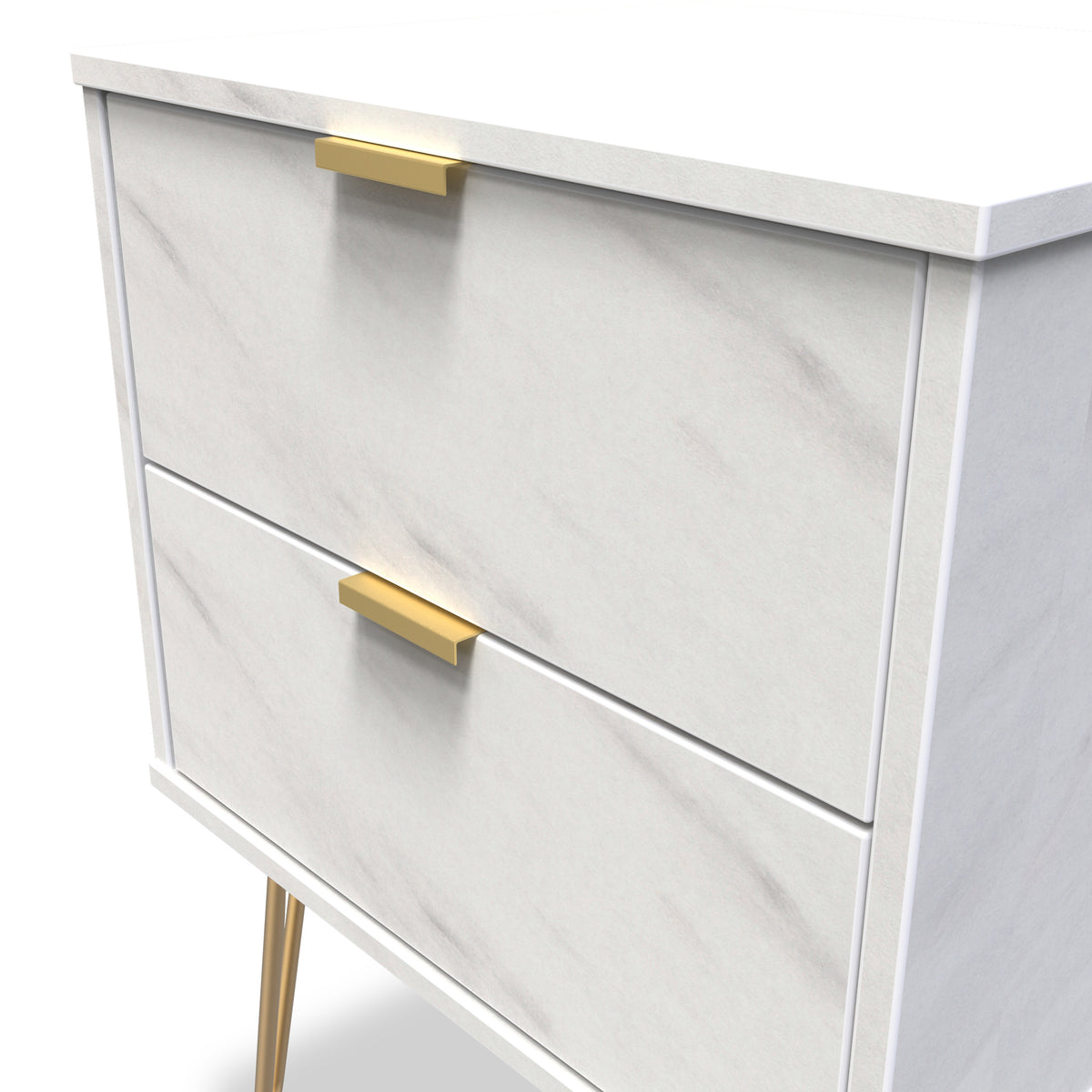 Moreno Marble Effect Wireless Charging 2 Drawer Bedside